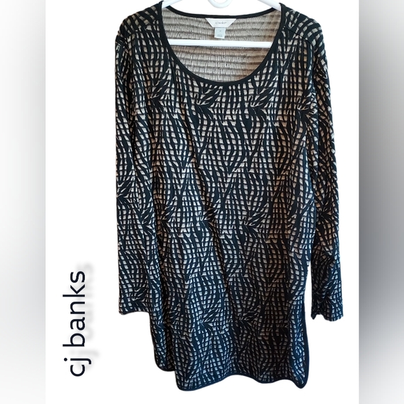 CJ Banks Tops - NWOT black and tan long-sleeved shirt from cj banks, women's size 3X